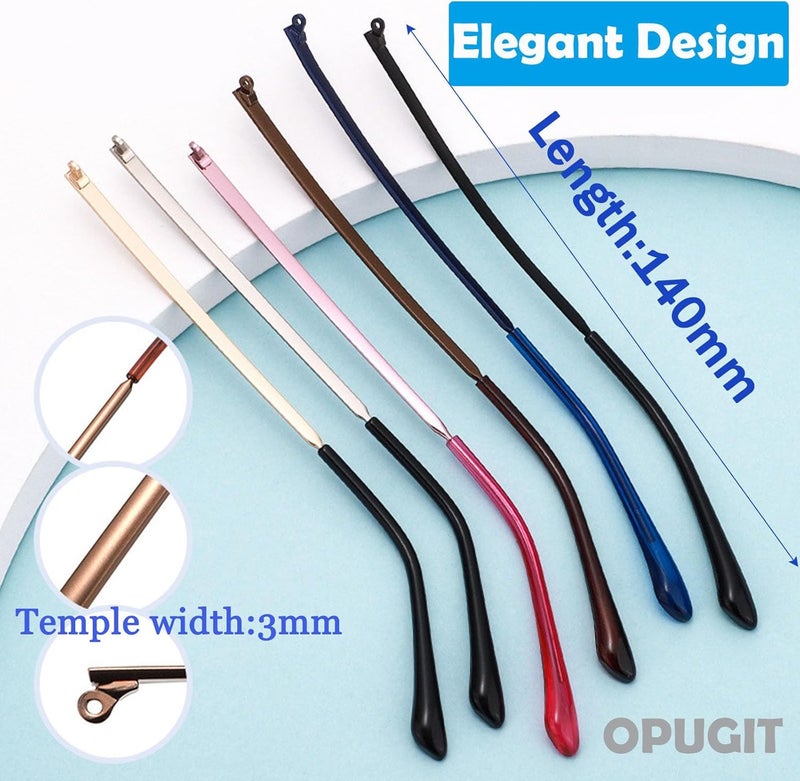 OPUGIT Metal Glasses Replacement Temple, Eyeglass Arms Legs Replacement, Glasses Repair Kit Universal Eyeglasses Replacement, DIY Temples for Glasses with Screws(1 Pair, Silver) - Image 2